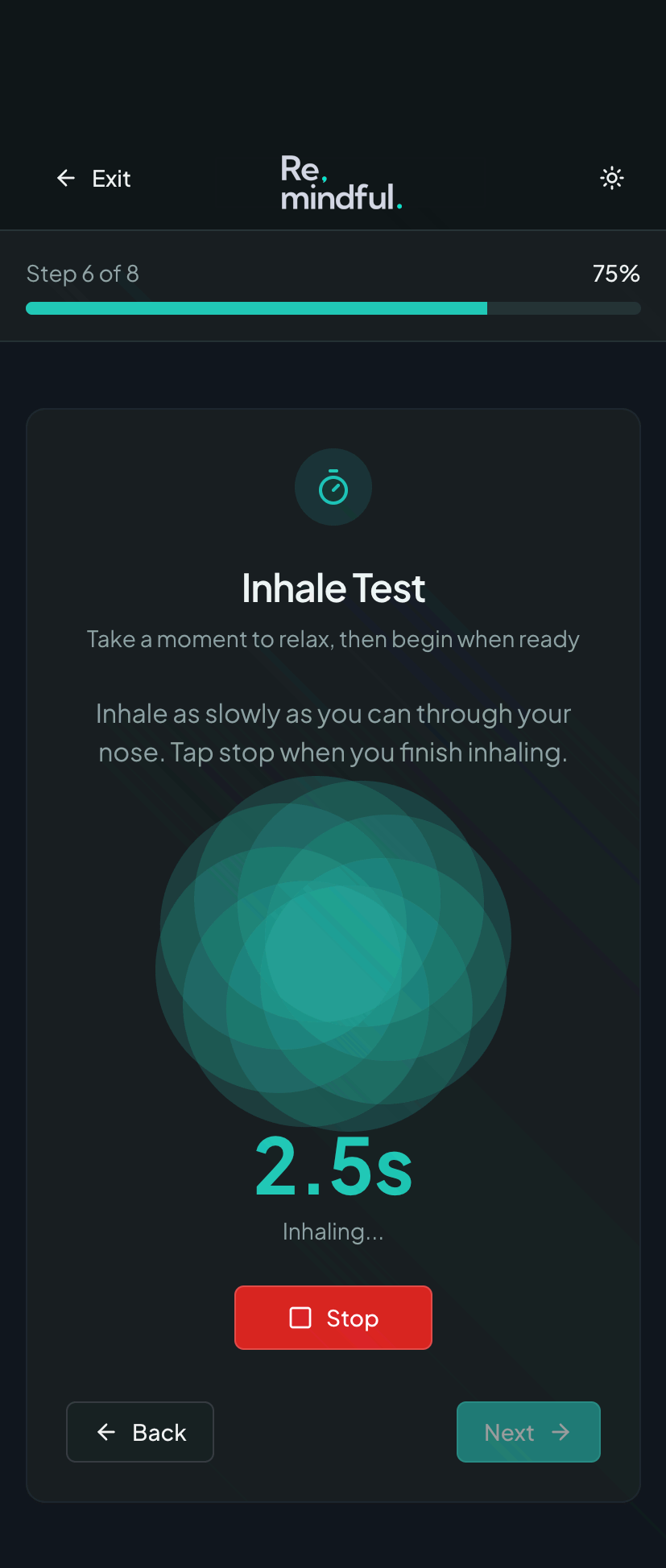 Breathing exercise screen