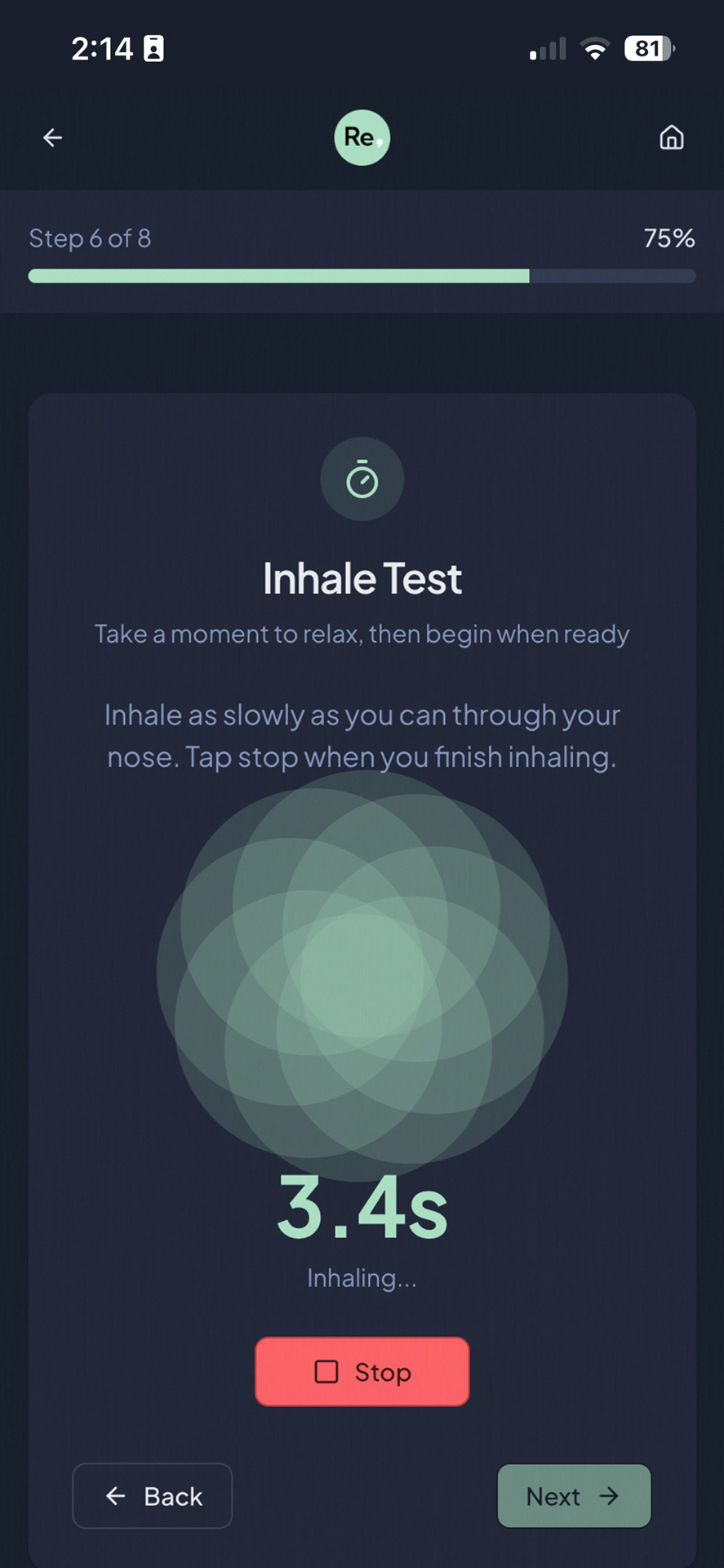 Breathing exercise screen